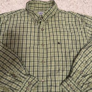 Carhartt Sz XL Long Sleeve Shirt Men's Green Plaid Button Workwear